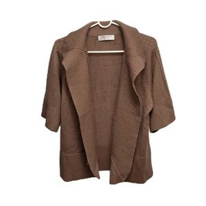 Vintage Women’s Open Front Cardigan Wool Blend 3/4 Sleeve Sweater Granola Office